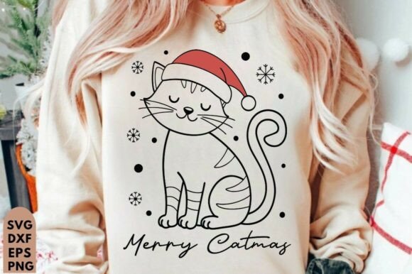 Merry Catmas PNG, Christmas Cat Mom SVG: A Graphic Design Asset for Polished Content Publishing
