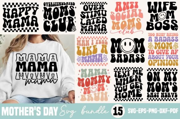 Retro Mom SVG Bundle: A Graphic Design Asset for T-Shirt Designs and Branding