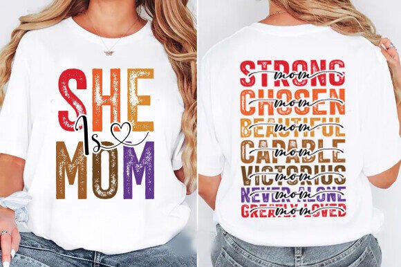 Retro She Is Mom Graphic Design Asset for T-Shirt Designs and Marketing