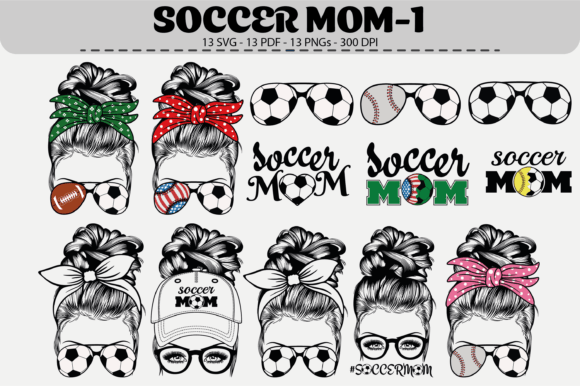Soccer Mom SVG Bundle – 13 Designs: A Graphic Design Asset for Content Creators